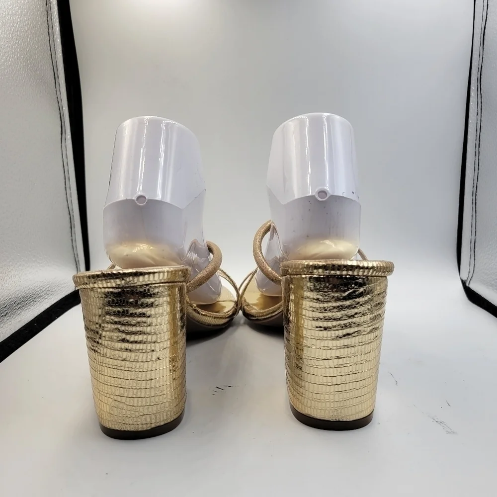 Sugar Gold Badger 2 Strappy Block Heels Sz 10